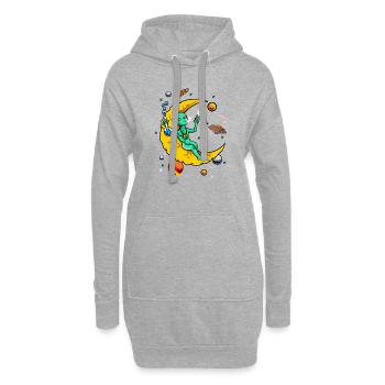 UFO Alien Smoking Weed on Moon Gift - Hoodie-Kleid - Grau meliert - Vorne