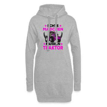 Echte Mädchen fahren Traktor - Hoodie-Kleid - Grau meliert - Vorne
