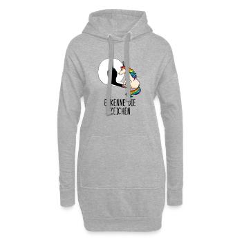 Erkenne die Zeichen Einhorn Mittelfinger Schatten - Hoodie-Kleid - Grau meliert - Vorne