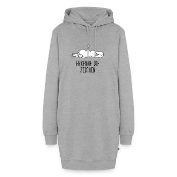 Erkenne die Zeichen Kaninchen Hasen Mittelfinger - Hoodie-Kleid - Grau meliert - Vorne