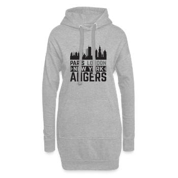 Angers Paris London New-York - Sweat-shirt à capuche long Femme - gris chiné - Devant