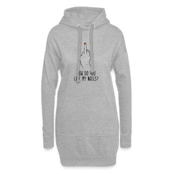 How Do You Like My Nails? Damen Mittelfinger - Hoodie-Kleid - Grau meliert - Vorne