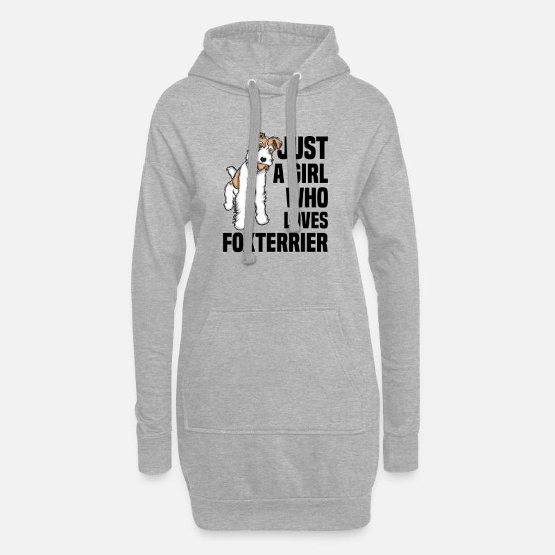 Foxterrier - Hoodie-Kleid - Grau meliert