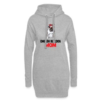 Old English Bulldog Mom - Hoodie-Kleid - Grau meliert - Vorne