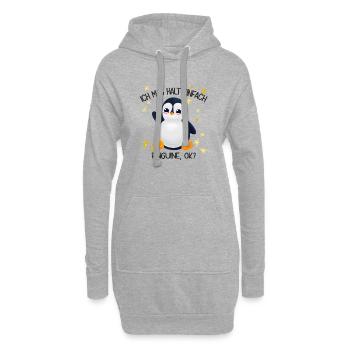Ich mag halt einfach Pinguine ok - Hoodie-Kleid - Grau meliert - Vorne