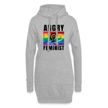 Angry FEMINIST - Cadeau féministe - Sweat-shirt à capuche long Femme - gris chiné - Devant