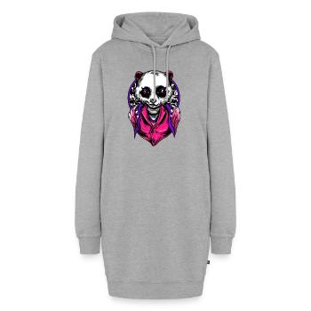 Stylischer Panda Pandabär Bär Nr.16 - Hoodie-Kleid - Grau meliert - Vorne