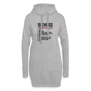 10 choses que je veux dans les voitures de la vie - Sweat-shirt à capuche long Femme - gris chiné - Devant