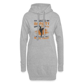 Karaté fille aime le karaté - Sweat-shirt à capuche long Femme - gris chiné - Devant