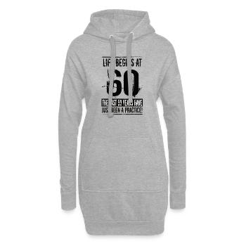 60e anniversaire - Sweat-shirt à capuche long Femme - gris chiné - Devant