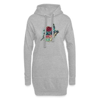 Accro au tatoueur à l’encre avec de l’encre - Sweat-shirt à capuche long Femme - gris chiné - Devant
