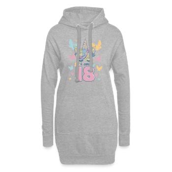 Einhorn Ich Bin 18 Jahre Schmetterlinge Geburtstag - Hoodie-Kleid - Grau meliert - Vorne