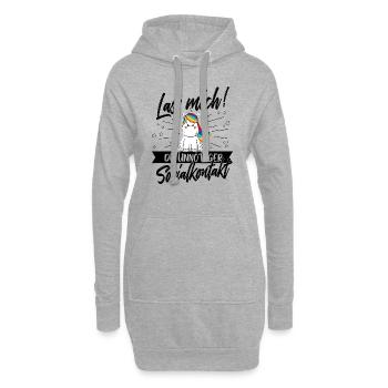 Lass mich unnötiger Sozialkontakt Einhorn Humor - Hoodie-Kleid - Grau meliert - Vorne