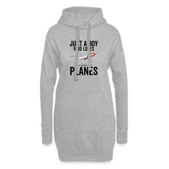 Juste un garçon qui aime les avions - Sweat-shirt à capuche long Femme - gris chiné - Devant