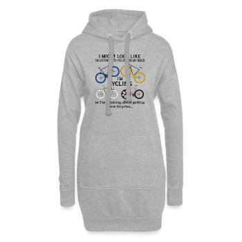 Faire du vélo, j’ai peut-être l’air de t’écouter - Sweat-shirt à capuche long Femme - gris chiné - Devant