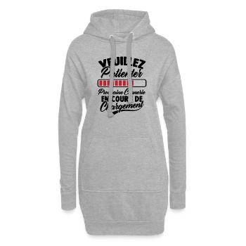 Veuillez patienter Prochaine connerie en cours - Sweat-shirt à capuche long Femme - gris chiné - Devant