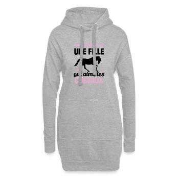 Juste une fille qui aime les chevaux humour - Sweat-shirt à capuche long Femme - gris chiné - Devant
