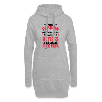 Mon Parrain Va M'apprendre Les Bêtises Humour - Sweat-shirt à capuche long Femme - gris chiné - Devant