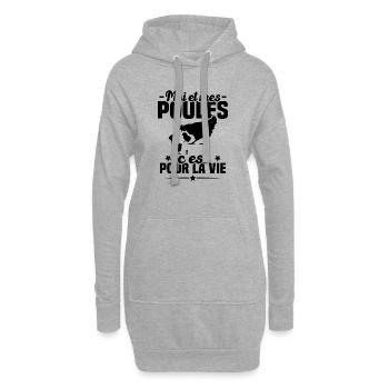Moi et mes poules c'est pour la vie Humour cadeau - Sweat-shirt à capuche long Femme - gris chiné - Devant