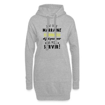 J'ai une marraine cinglée et je peux m'en servir - Sweat-shirt à capuche long Femme - gris chiné - Devant