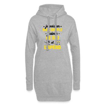 Je suis un mec simple j'aime le ski et l'apéro - Sweat-shirt à capuche long Femme - gris chiné - Devant