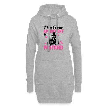 Mon coeur appartient à un motard - Sweat-shirt à capuche long Femme - gris chiné - Devant