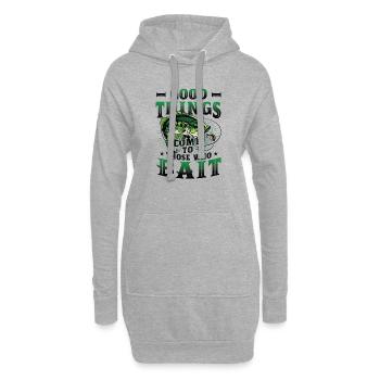 Dinge kommen zu denen, die das Fischfischen ködern - Hoodie-Kleid - Grau meliert - Vorne