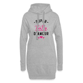 Cadeau Femme Super tata d'amour - Sweat-shirt à capuche long Femme - gris chiné - Devant