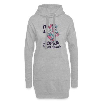 I'm a super unicorn skater - Sweat-shirt à capuche long Femme - gris chiné - Devant