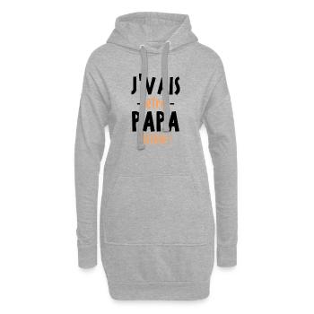 J'vais être papa putain ! - Sweat-shirt à capuche long Femme - gris chiné - Devant