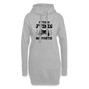 Attends Je Finis ma Partie - Sweat-shirt à capuche long Femme - gris chiné - Devant