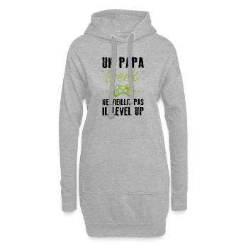 Un papa geek ne vieillit pas il level up - Sweat-shirt à capuche long Femme - gris chiné - Devant