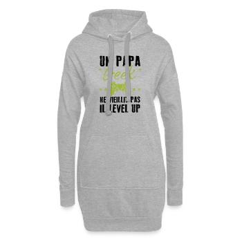 Un papa geek ne vieillit pas il level up - Sweat-shirt à capuche long Femme - gris chiné - Devant