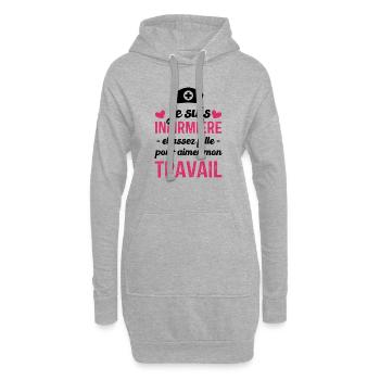 Je suis infirmière, et aimer mon travail - Sweat-shirt à capuche long Femme - gris chiné - Devant