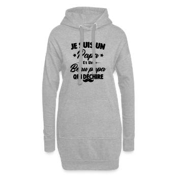 je suis un papa et beau-papa qui déchire - Sweat-shirt à capuche long Femme - gris chiné - Devant