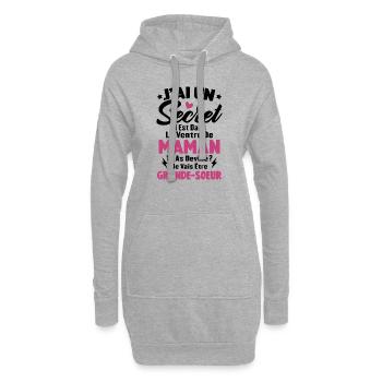 J'ai un secret je vais être grande sœur cadeau - Sweat-shirt à capuche long Femme - gris chiné - Devant