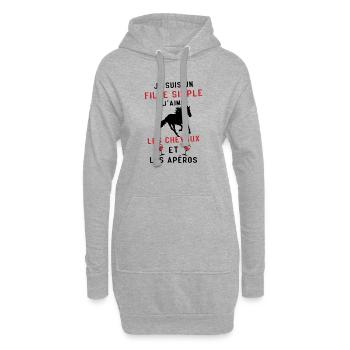 Je suis un fille j'aime les chevaux et les apéros - Sweat-shirt à capuche long Femme - gris chiné - Devant