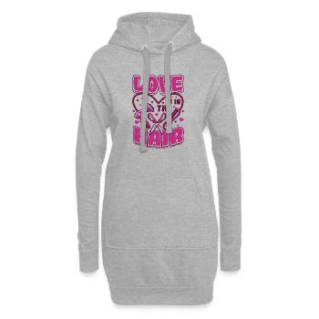 L’amour est dans les cheveux, barbier, coiffeur. - Sweat-shirt à capuche long Femme - gris chiné - Devant