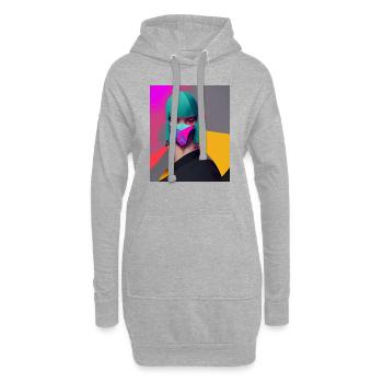 Frau mit Maske - Hoodie-Kleid - Grau meliert - Vorne