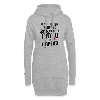 Un fille j'aime les moto et les apéros - Sweat-shirt à capuche long Femme - gris chiné - Devant