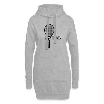 I love Tennis - Tennisschläger Herz - Hobby - Hoodie-Kleid - Grau meliert - Vorne