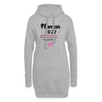Maman 2022 Chargement, Cadeau future maman - Sweat-shirt à capuche long Femme - gris chiné - Devant