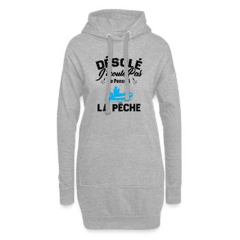 Désolé J'écoute Pas Je Pense A La Pêche Humour - Sweat-shirt à capuche long Femme - gris chiné - Devant