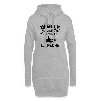 Désolé J'écoute Pas Je Pense A La Pêche Humour - Sweat-shirt à capuche long Femme - gris chiné - Devant