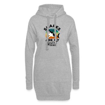requin, grand requin blanc, requins, mégalodon, requin, requin marteau - Sweat-shirt à capuche long Femme - gris chiné - Devant