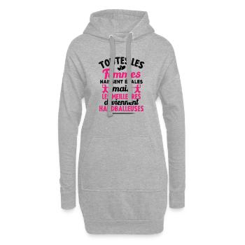 Les meilleures femmes deviennent handballeuses - Sweat-shirt à capuche long Femme - gris chiné - Devant