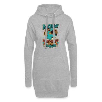 Dinosaure Maman d’Birthday Boy - Sweat-shirt à capuche long Femme - gris chiné - Devant