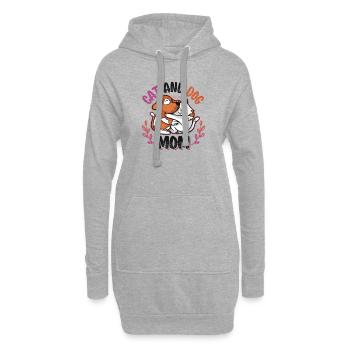Mère de chat et de chien, animaux domestiques. - Sweat-shirt à capuche long Femme - gris chiné - Devant