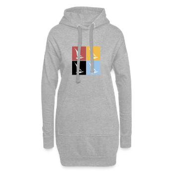 Carrés Planche à voile Planche à voile Sport rétro Hobby - Sweat-shirt à capuche long Femme - gris chiné - Devant
