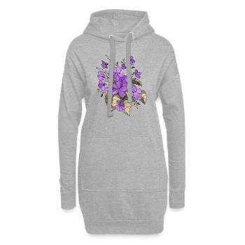 Fleur - Sweat-shirt à capuche long Femme - gris chiné - Devant